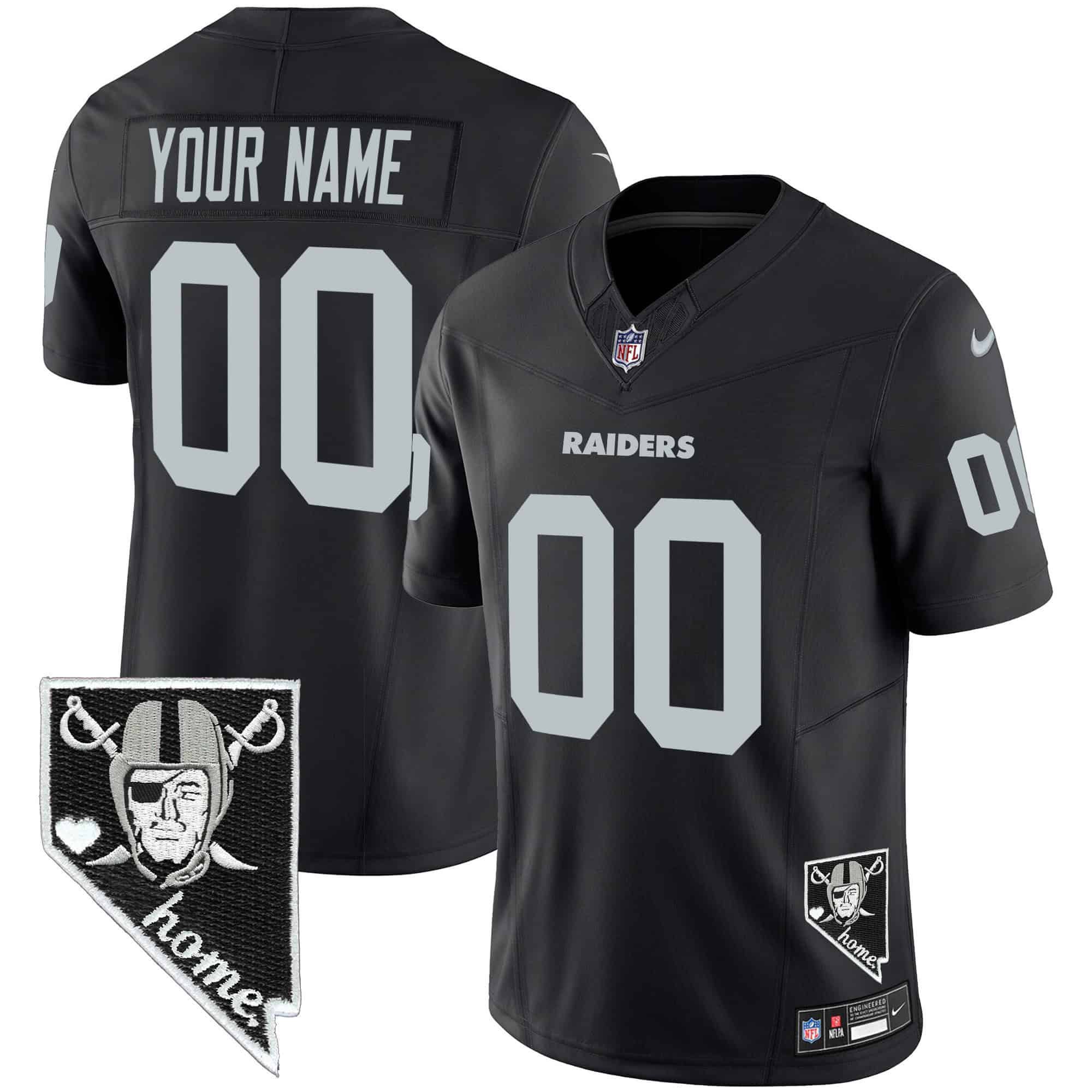 Men Oakland Raiders Black 2024 Nike Nevada Home Patch Vapor Custom NFL Jersey style 1